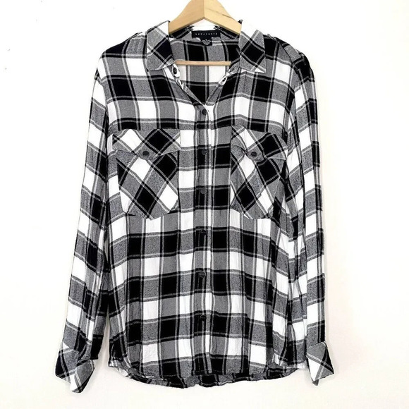Sanctuary Tartan Plaid Boyfriend Flannel Shirt Womens Small Soft Cotton - Picture 1 of 9